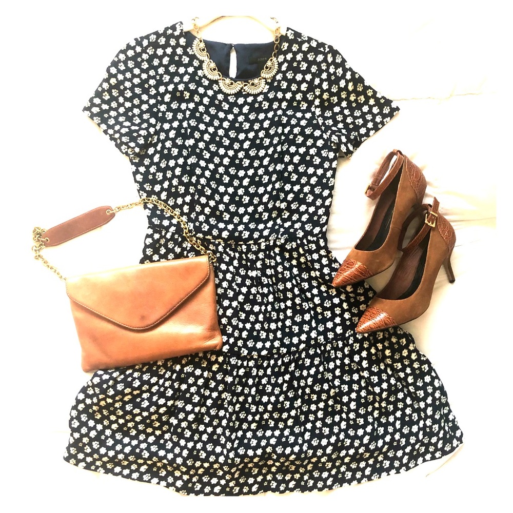 J. Crew Navy Floral Dress- size 0
